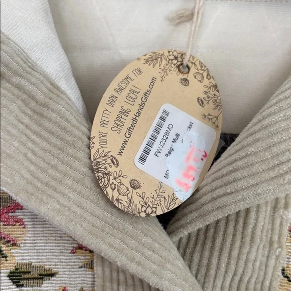 NWT POL Contrast Quilt Panel Corduroy Jacquard Jacket in Beige (Price Firm) - Picture 8 of 10